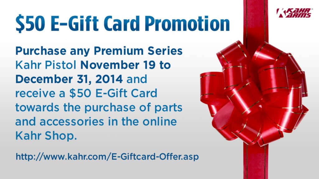 Kahr E-Gift Card Promotion