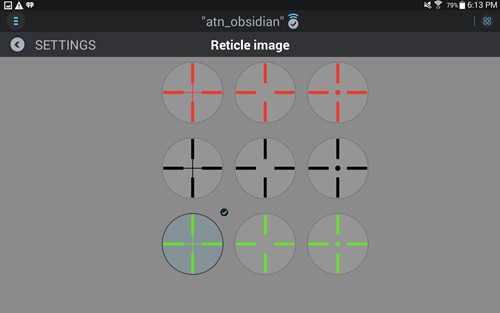 ATN X-Sight Reticle Selection