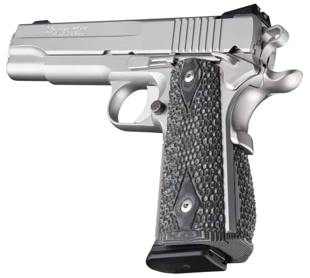 What type of grips look best on a satin stainless full sized 1911 ...