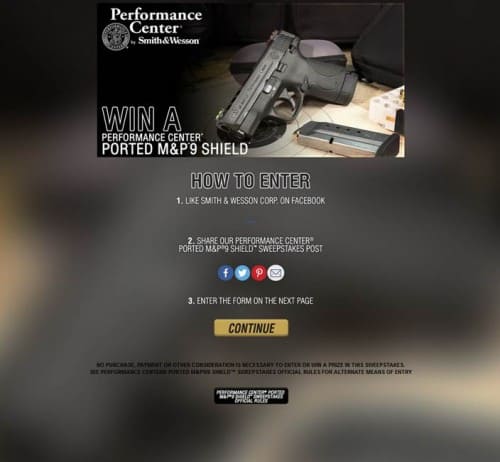 Smith Wesson Performance Center Ported MP Shield Sweepstakes