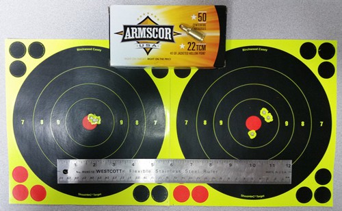 Rock Island Armory 1911 with Armscor 22 TCM Ammunition - 7 and 20 Yards