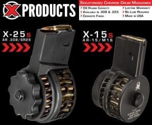 X Products X-15 and X-25 50-round Drum Magazines