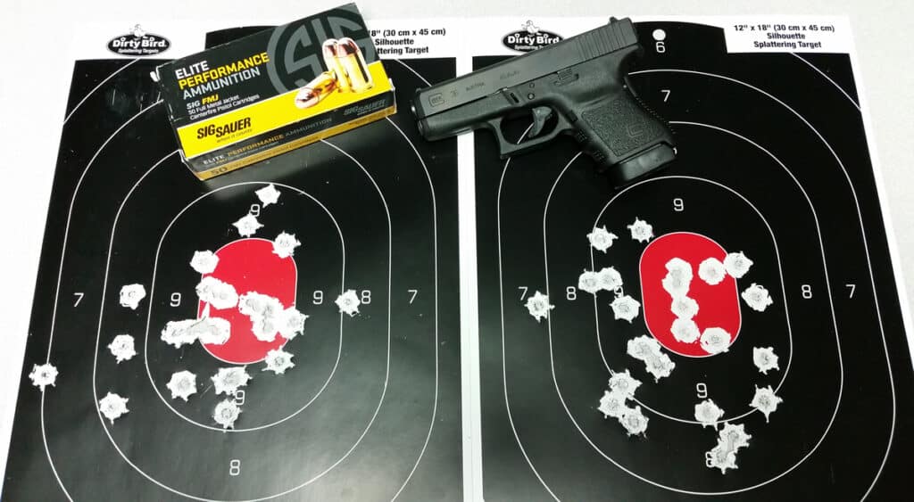 Glock 36 with Sig 45 Auto Elite Performance FMJ