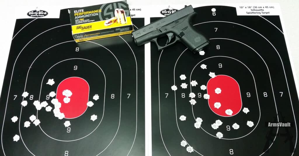 Glock 42 with Sig 380 Auto Elite Performance FMJ