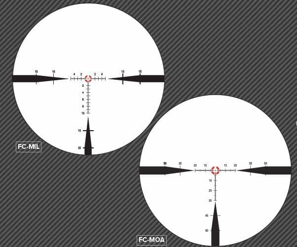 Nightforce Optics FC-MOA and FC-MIL Reticles