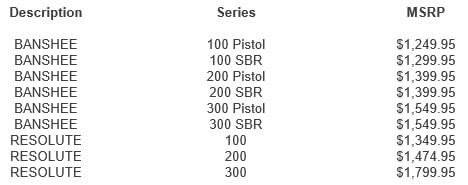 CMMG BANSHEE and RESOLUTE Pricing