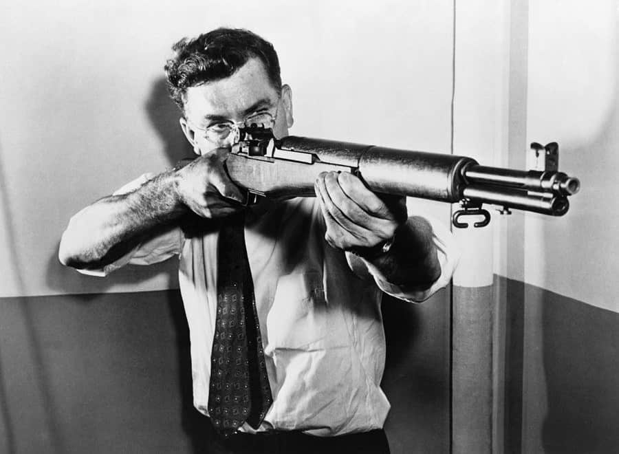 John Garand with the M1 Garand Rifle